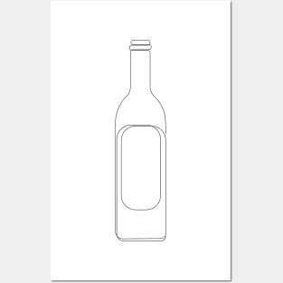 One Line Wine Bottle Posters and Art